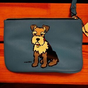 Marc Tetro NWT Schnautzer Blue Wristlet Clutch Cosmetic Case Christmas Gift